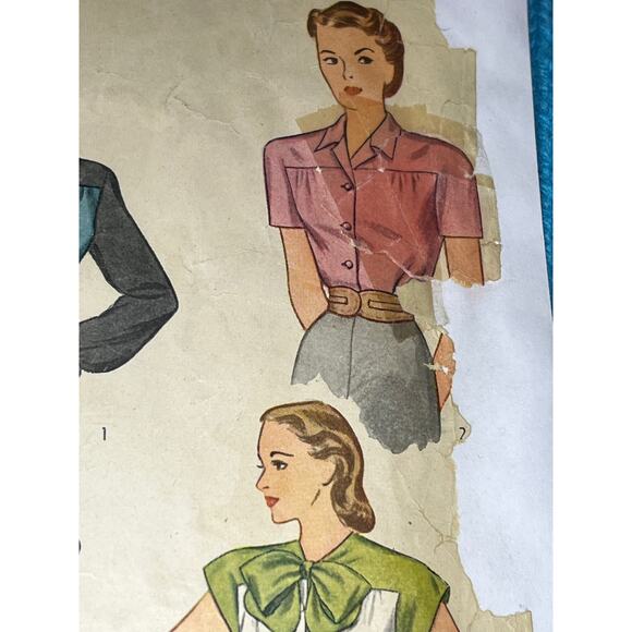 Simplicity 1555 Pattern blouse kitten bow 1950s size 16 - Picture 4 of 7